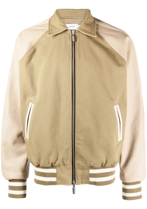 RHUDE logo-patch cotton varsity jacket - Brown