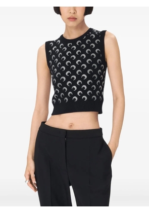 Marine Serre rhinestone-embellished knitted vest - Black