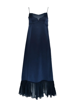 AZEEZA Layla chiffon-trim midi dress - Blue