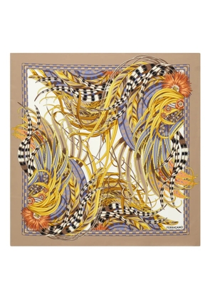 Ferragamo rooster print silk scarf - Neutrals