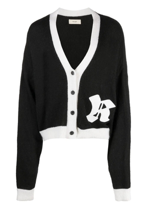 ROUGH. logo-patch button-up cardigan - Black
