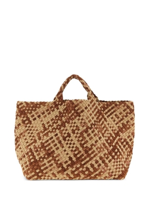 NAGHEDI large St. Barths handwoven two-tone tote bag - Neutrals