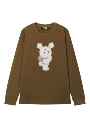 Mini Cream printed long-sleeve T-shirt - Brown