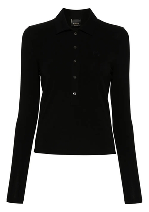 PINKO Love Birds embroidery polo top - Black
