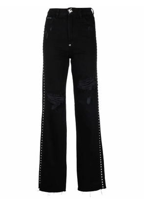 Philipp Plein crystal-embellished straight-leg jeans - Black