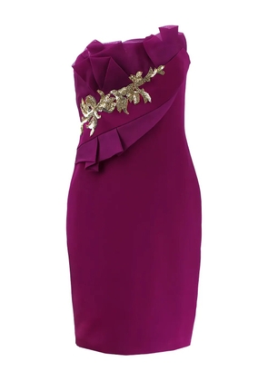 Marchesa Notte strapless midi dress - WINE