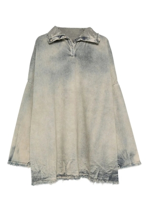 Rick Owens DRKSHDW frayed denim T-shirt - Neutrals