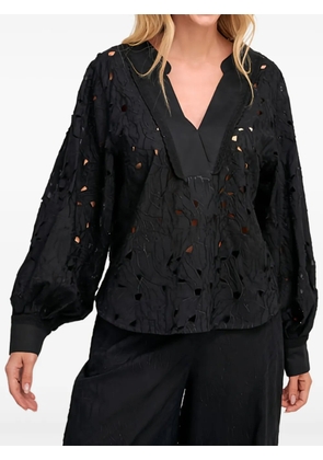 PEARL & CAVIAR broderie blouse - Black