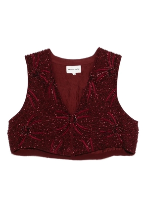 Antik Batik beaded V-neck top - Red