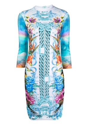 Philipp Plein Hawaii-print mini dress - Blue