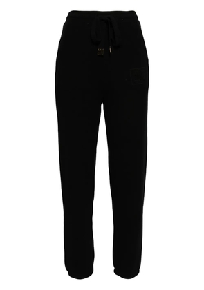 Elisabetta Franchi Bouclé-effect cotton track pants - Black