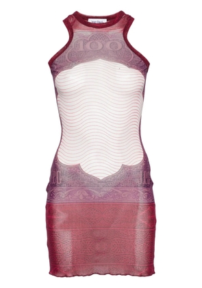 Jean Paul Gaultier Cartouche-print tulle mini dress - Red