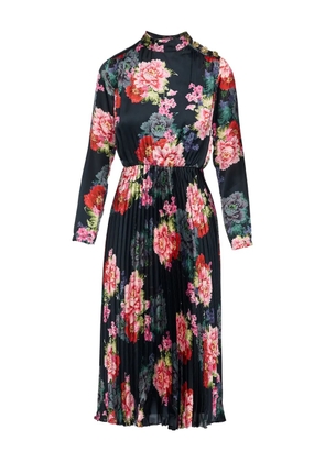 NISSA pleated printed midi dress - Black