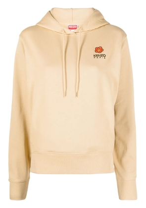 Kenzo logo-patch cotton hoodie - Neutrals