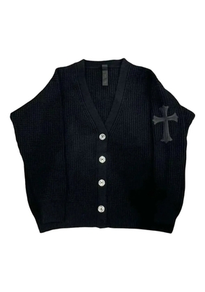 Chrome Hearts cross-patch waffle knit cardigan - Black