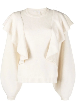 Chloé ruffle-detail jumper - Neutrals