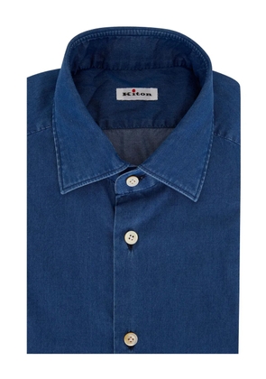 Kiton button-fastening denim shirt - Blue
