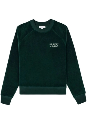Sporty & Rich logo-embroidered velour sweatshirt - Green