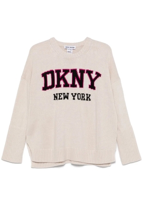 DKNY varsity-logo sweater - Neutrals