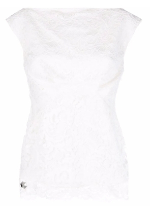 Philipp Plein scalloped lace blouse - Neutrals