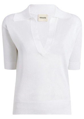 KHAITE The Julita V-neck polo top - White
