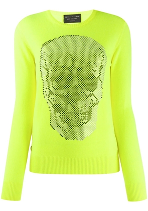 Philipp Plein rhinestone skull jumper - Yellow