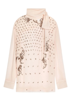DRIES VAN NOTEN embellished tie-neck blouse - Pink