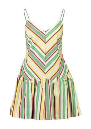 Aston Studio Agatha striped ruffled mini dress - Green