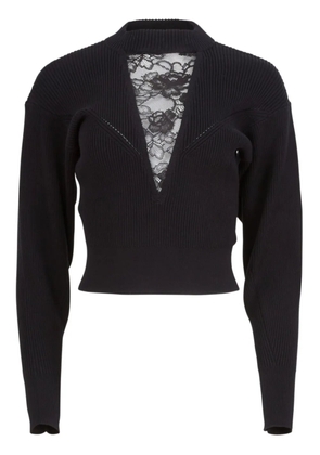 Fleur Du Mal lace-insert cropped sweater - Black