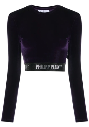 Philipp Plein long-underband velvet crop top - Purple