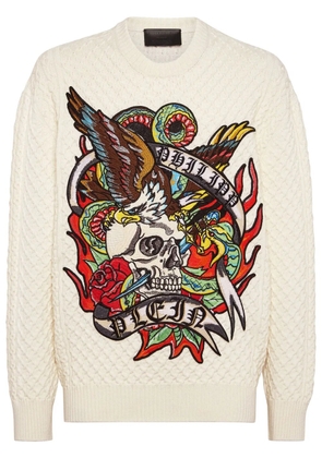 Philipp Plein Tattoo graphic-print jumper - White