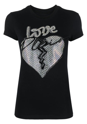 Philipp Plein heart-motif rhinestone-embellished T-shirt - Black