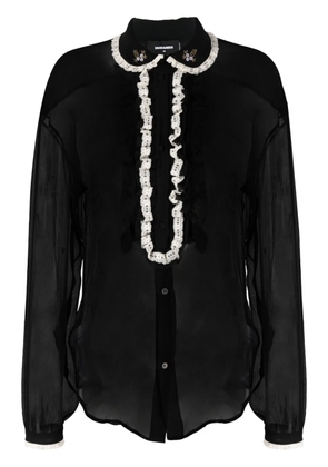 DSQUARED2 ruffled sheer silk blouse - Black