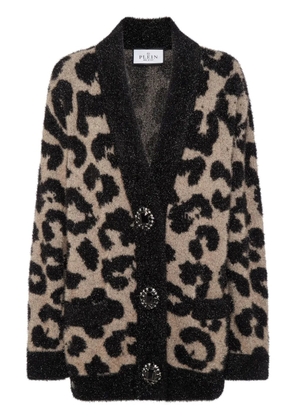 Philipp Plein leopard-print lurex cardigan - Neutrals