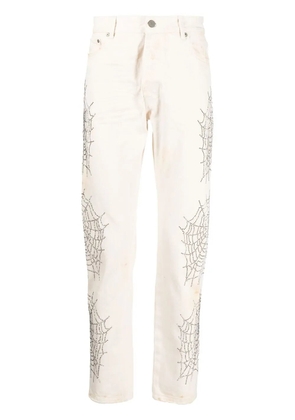 Palm Angels gem embellished slim-cut jeans - White