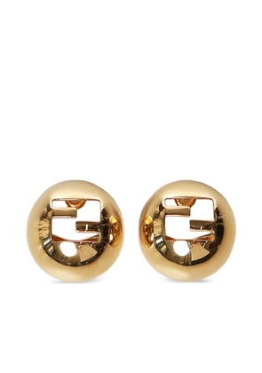 FENDI logo-cut sphere earrings - Yellow
