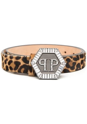 Philipp Plein Hexagon leopard-print belt - Yellow