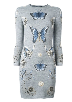 Alexander McQueen butterfly jacquard knit dress - Grey