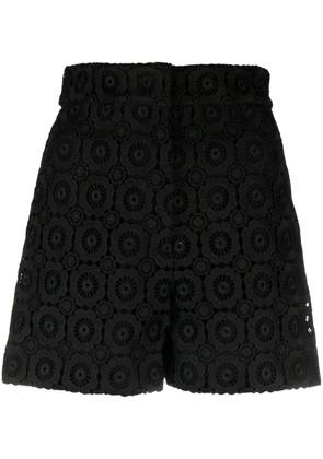 Moschino floral-appliqué high-waist mini shorts - Black