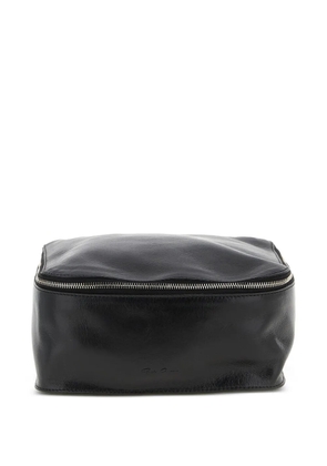Rick Owens hammered-leather zip wash bag - Black