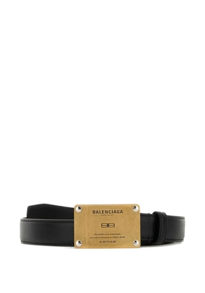 Balenciaga rectangular-plaque leather belt - Black