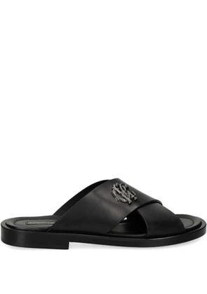 Roberto Cavalli Mirror Snake-monogram slides - Black