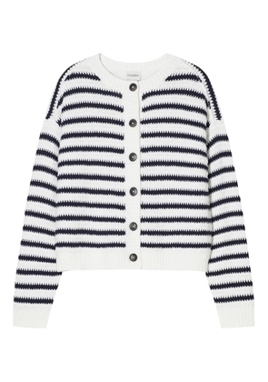 Closed striped button-up cardigan - White