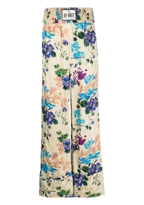 Off-White floral-jacquard palazzo trousers - Neutrals