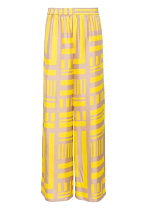 FENDI FF Labyrinth-print silk trousers - Yellow