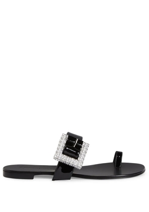 Giuseppe Zanotti Miss Buckle crystal-embellished patent sandals - Black