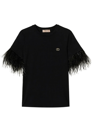 TWINSET feather-detailing T-shirt - Black