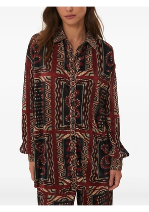 FARM Rio Snake Scarves-print pleated shirt - Black