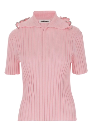 Jil Sander ribbed polo top - Pink