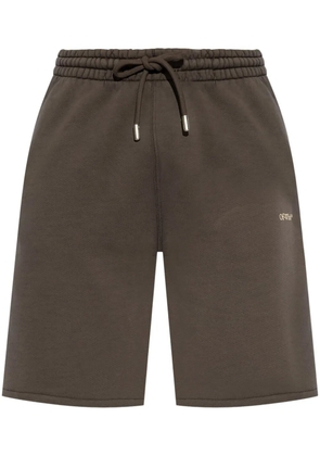 Off-White arrow-print cotton track shorts - Brown